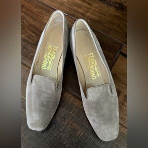 Salvatore Ferragamo Taupe Suede Loafers